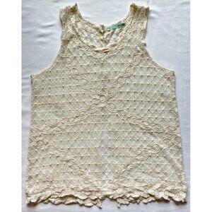 Sheer See Through Ivory Lace Mesh Tank Top Maurices sz M Boho Cottagecore Bridal